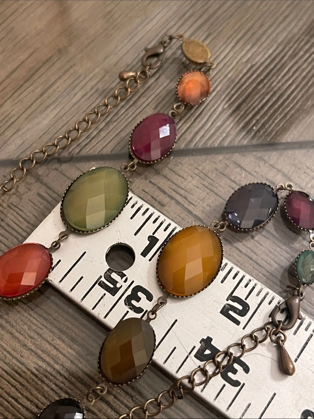 Vintage Set of Two Multi-color Faceted Oval Stone Bracelets